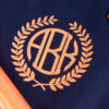 Bright Orange Glitter Flake Vinyl on Royal Blue Tote Bag