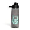 Teal Vinyl on Transparent Grey Water Bottle